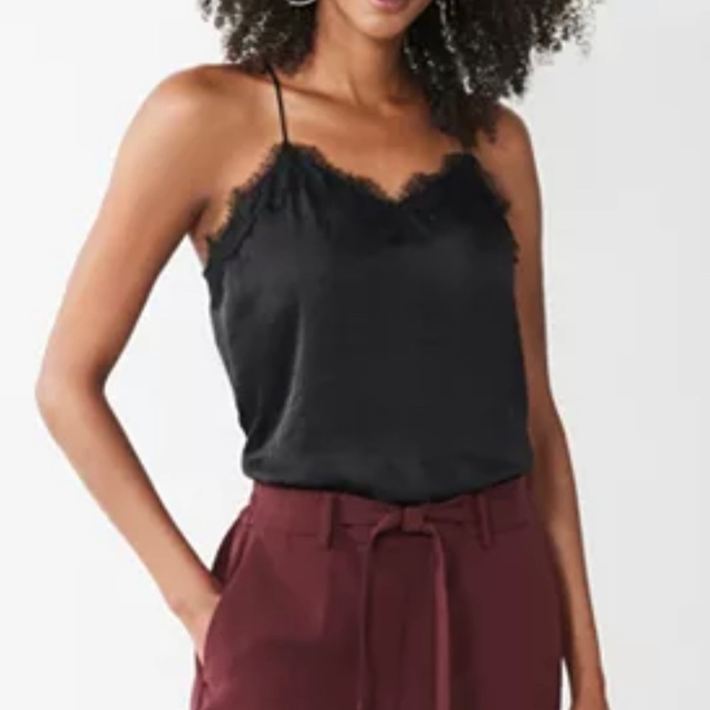 Nine West Lace Trim Camisole Black Size Medium